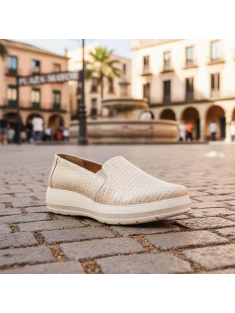ZAPATO CON ELASTICOS CREMA FLEXI
