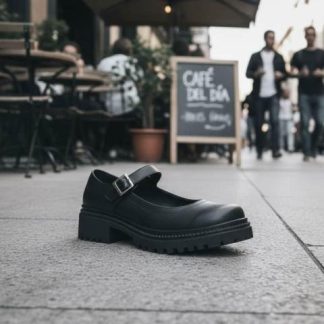 ZAPATO ESCOLAR DE PIEL NEGRO YU YIN